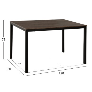 DINING SET GOOSE 5PCS FK9530.01 MDF IN WALNUT-METAL IN BLACK 120x80x75Hcm.