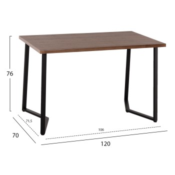 DINING SET JAY 5PCS FK9529.01 WALNUT COLORED TABLE-GREY FABRIC CHAIRS 120x70x76Hcm.