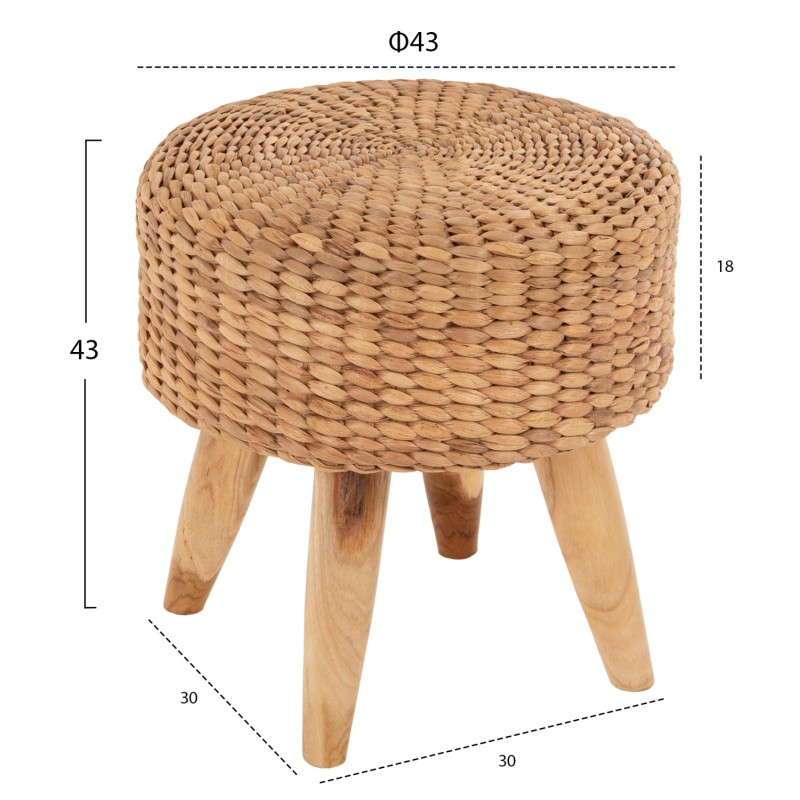 STOOL JIM FK7824 TEAK WOOD IN NATURAL COLOR-MATTED SEAT Φ43x43Hcm. STOOL JIM FK7824 TEAK WOOD IN NATURAL COLOR-MATTED SEAT Φ43x43Hcm.