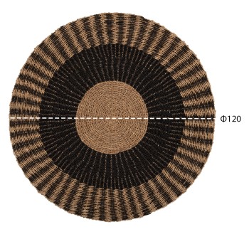ROUND CARPET KIRKI FK7841 NATURAL SEAGRASS FIBERS IN BLACK-NATURAL COLOR Φ120cm.