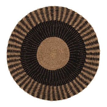 ROUND CARPET KIRKI FK7841 NATURAL SEAGRASS FIBERS IN BLACK-NATURAL COLOR Φ120cm.