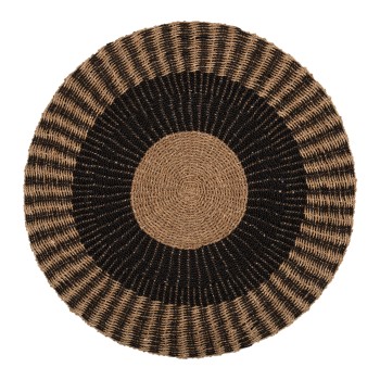ROUND CARPET KIRKI FK7841 NATURAL SEAGRASS FIBERS IN BLACK-NATURAL COLOR Φ120cm.