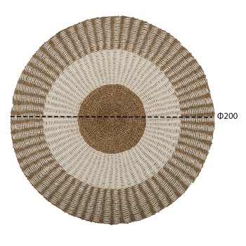 ROUND CARPET KIRKI FK7844 NATURAL SEAGRASS FIBERS IN WHITE-NATURAL COLOR Φ200cm.
