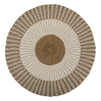 ROUND CARPET KIRKI FK7844 NATURAL SEAGRASS FIBERS IN WHITE-NATURAL COLOR Φ200cm.
