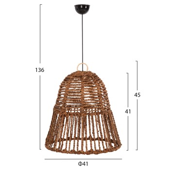 CEILING PENDANT LAMP FK7858 DRIED BANANA TREE FIBERS IN BROWN COLOR Φ41x41-136Hcm. CEILING PENDANT LAMP FK7858 DRIED BANANA TREE FIBERS IN BROWN COLOR Φ41x41-136Hcm.