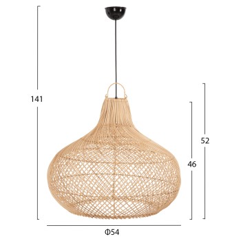 CEILING PENDANT LAMP FK7860 NATURAL RATTAN IN NATURAL COLOR Φ54x46-141Hcm. CEILING PENDANT LAMP FK7860 NATURAL RATTAN IN NATURAL COLOR Φ54x46-141Hcm.