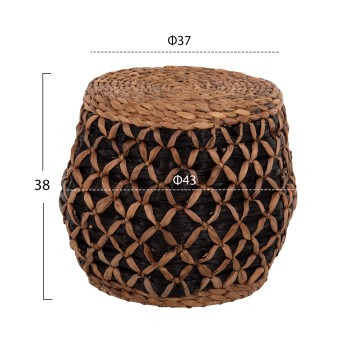 STOOL TEOFILO FK7869 IN NATURAL AND BLACK-HYDROHYACINTH MAT Φ43x38Hcm. STOOL TEOFILO FK7869 IN NATURAL AND BLACK-HYDROHYACINTH MAT Φ43x38Hcm.
