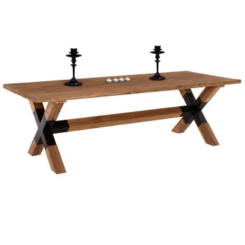 DINING TABLE KATTE FK9557 SOLID RECYCLED TEAK WOOD-LEGS WITH METAL 250x100x78Hcm.