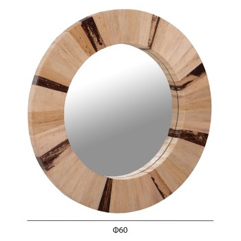 WALL MIRROR ROUND FK7837 DRIED PALM LEAF FIBER FRAME IN NATURAL COLOR Φ60x4cm. WALL MIRROR ROUND FK7837 DRIED PALM LEAF FIBER FRAME IN NATURAL COLOR Φ60x4cm.