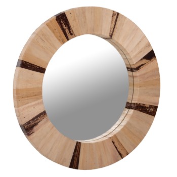 WALL MIRROR ROUND FK7837 DRIED PALM LEAF FIBER FRAME IN NATURAL COLOR Φ60x4cm.