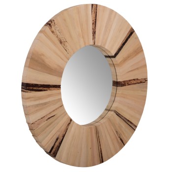WALL MIRROR ROUND FK7838 DRIED PALM LEAF FIBER FRAME IN NATURAL COLOR  Φ80x4cm.