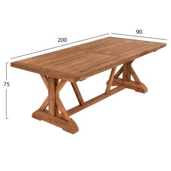 DINING TABLE KRONOS FK9535 RECYCLED TEAK WOOD IN NATURAL COLOR 200x90x75Hcm.