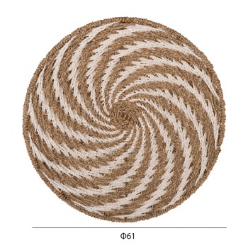 WALL DECOR ROUND FK7830.01 SPIRAL LOOK-SEAGRASS IN WHITE&NATURAL COLOR Φ61x3cm.