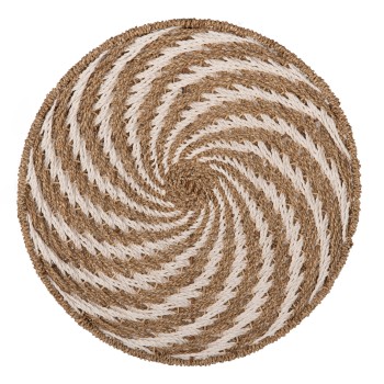 WALL DECOR ROUND FK7830.01 SPIRAL LOOK-SEAGRASS IN WHITE&NATURAL COLOR Φ61x3cm.