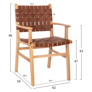 ARMCHAIR FELIPE FK9328.01 TOON WOOD PU LEATHER BROWN 62x59x86Hcm. ARMCHAIR FELIPE FK9328.01 TOON WOOD PU LEATHER BROWN 62x59x86Hcm.