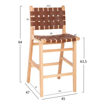 BAR STOOL FELIPE MEDIUM HEIGHT FK9329.01 TOON WOOD IN NATURAL COLOR-BROWN PU 45x47x94Hcm. BAR STOOL FELIPE MEDIUM HEIGHT FK9329.01 TOON WOOD IN NATURAL COLOR-BROWN PU 45x47x94Hcm.