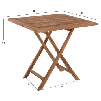 OUTDOOR SQUARE DINING TABLE KENDALL FK9544 FOLDABLE-TEAK WOOD IN NATURAL COLOR 80x80x75Hcm.