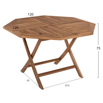 OUTDOOR POLYGON DINING TABLE KENDALL FK9545 FOLDABLE TEAK IN NATURAL COLOR 120x120x75Hcm. OUTDOOR POLYGON DINING TABLE KENDALL FK9545 FOLDABLE TEAK IN NATURAL COLOR 120x120x75Hcm.