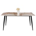 DINING TABLE TOM FK8588.03 SINTERED STONE-GLOSSY BROWN-WHITE MARBLE 160x90x76Hcm.