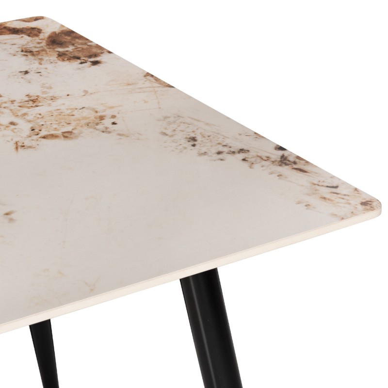 DINING TABLE TOM FK8588.03 SINTERED STONE-GLOSSY BROWN-WHITE MARBLE 160x90x76Hcm.