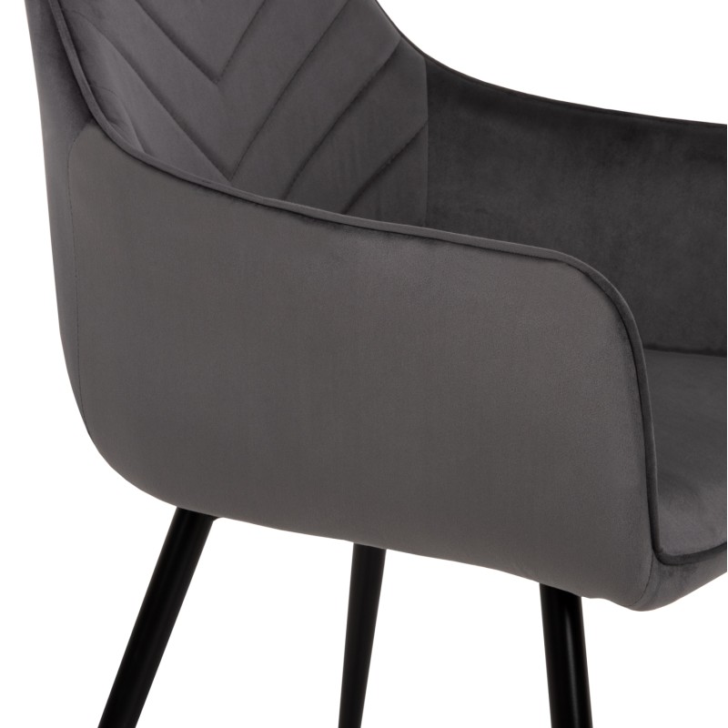 ARMCHAIR LATRELL FK8582.01 GREY VELVET & BLACK METAL LEGS 54x57x84Hcm. ARMCHAIR LATRELL FK8582.01 GREY VELVET & BLACK METAL LEGS 54x57x84Hcm.