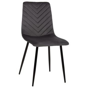 DINING CHAIR LATRELL FK8587.01 GREY VELVET & BLACK METAL LEGS 43x54x88Hcm.
