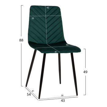 DINING CHAIR LATRELL FK8587.03 CYPRESS GREEN VELVET & BLACK METAL LEGS 43x54x88Hcm.