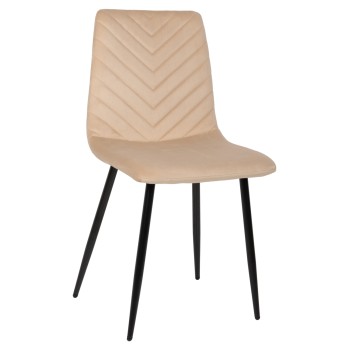 DINING CHAIR LATRELL FK8587.05 ECRU VELVET & BLACK METAL LEGS 43x54x88Hcm.