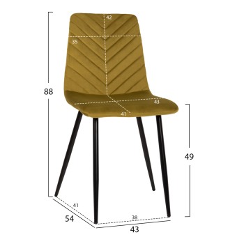 DINING CHAIR LATRELL FK8587.07 OLIVE GREEN VELVET & BLACK METAL LEGS 43x54x88Hcm.
