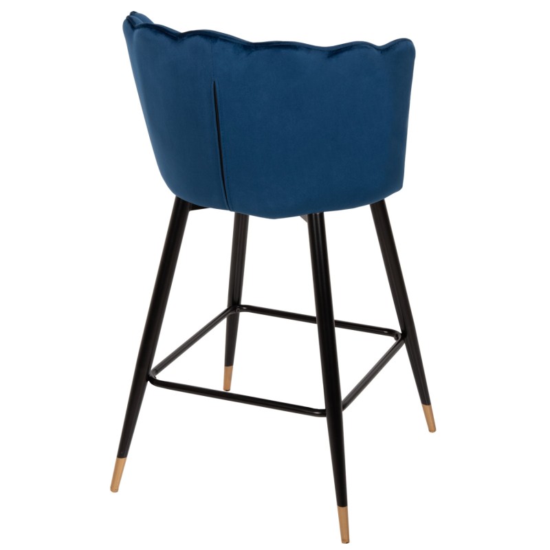 BAR STOOL VESNA FK8736.08 BLUE VELVET METAL FRAME IN BLACK 50x50x90Hcm. BAR STOOL VESNA FK8736.08 BLUE VELVET METAL FRAME IN BLACK 50x50x90Hcm.