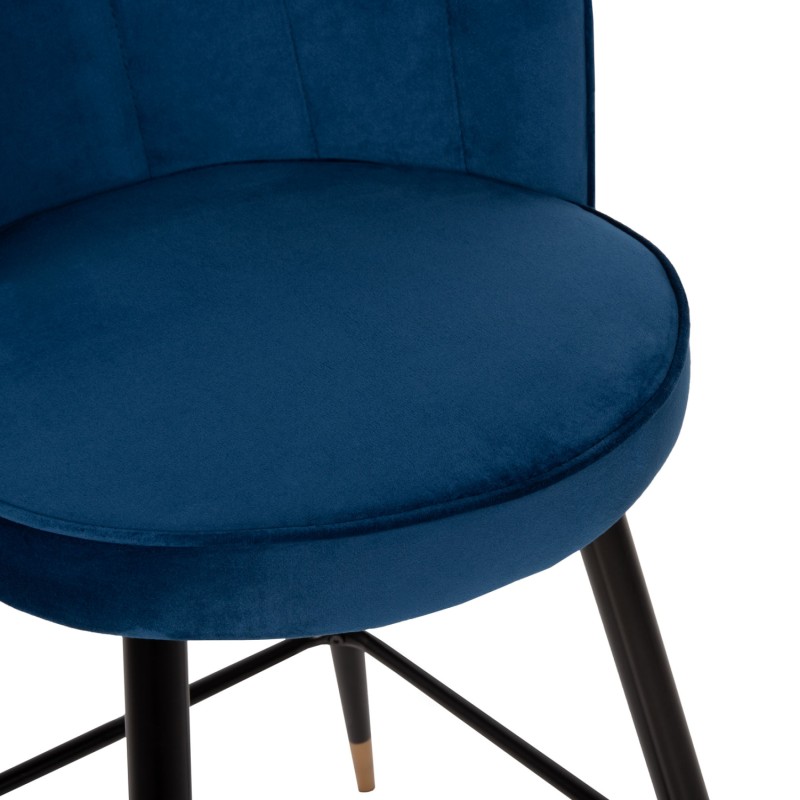 BAR STOOL VESNA FK8736.08 BLUE VELVET METAL FRAME IN BLACK 50x50x90Hcm. BAR STOOL VESNA FK8736.08 BLUE VELVET METAL FRAME IN BLACK 50x50x90Hcm.