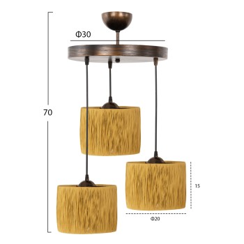 CEILING PENDANT 3-LIGHT FK7948.05 BEIGE-BRONZE Φ30x70Hcm. CEILING PENDANT 3-LIGHT FK7948.05 BEIGE-BRONZE Φ30x70Hcm.