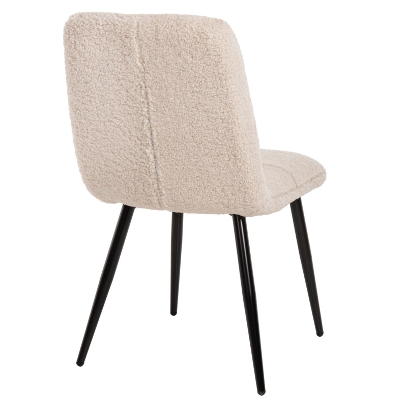 CHAIR SHELLY FK8590.02 TEDDY FABRIC IN WHITE-BLACK METAL LEGS 48x64x87Hcm. CHAIR SHELLY FK8590.02 TEDDY FABRIC IN WHITE-BLACK METAL LEGS 48x64x87Hcm.