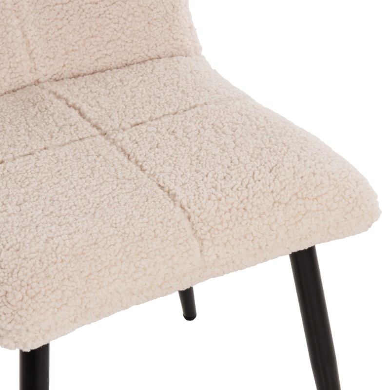 CHAIR SHELLY FK8590.02 TEDDY FABRIC IN WHITE-BLACK METAL LEGS 48x64x87Hcm. CHAIR SHELLY FK8590.02 TEDDY FABRIC IN WHITE-BLACK METAL LEGS 48x64x87Hcm.