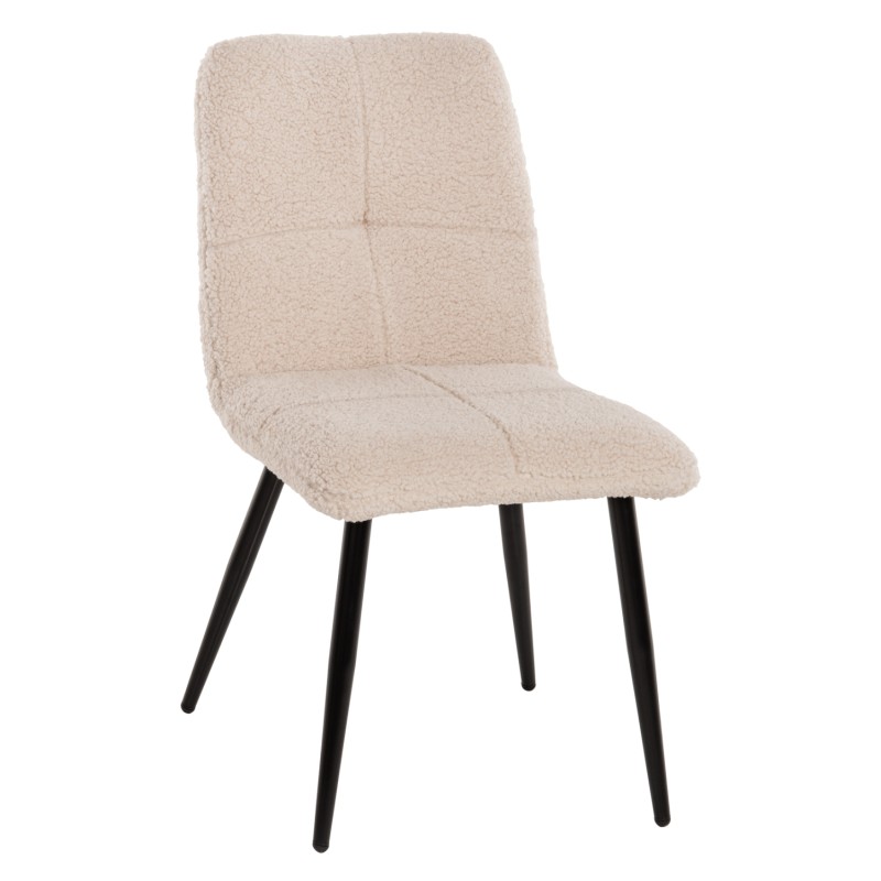 CHAIR SHELLY FK8590.02 TEDDY FABRIC IN WHITE-BLACK METAL LEGS 48x64x87Hcm. CHAIR SHELLY FK8590.02 TEDDY FABRIC IN WHITE-BLACK METAL LEGS 48x64x87Hcm.