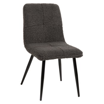 CHAIR SHELLY FK8590.01 TEDDY FABRIC IN GREY-BLACK METAL LEGS 48x64x87Hcm.