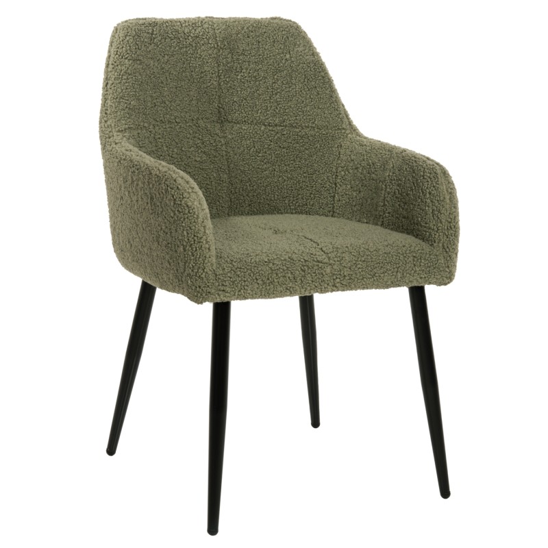 ARMCHAIR SHELLY FK8591.03 TEDDY FABRIC IN PISTACHIO GREEN-BLACK METAL LEGS 57x55x87Hcm. ARMCHAIR SHELLY FK8591.03 TEDDY FABRIC IN PISTACHIO GREEN-BLACK METAL LEGS 57x55x87Hcm.