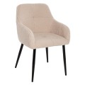 ARMCHAIR SHELLY FK8591.02 TEDDY FABRIC IN WHITE-BLACK METAL LEGS 57x55x87Hcm. ARMCHAIR SHELLY FK8591.02 TEDDY FABRIC IN WHITE-BLACK METAL LEGS 57x55x87Hcm.