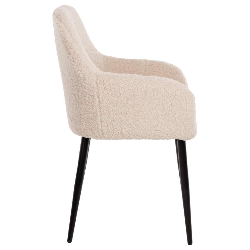 ARMCHAIR SHELLY FK8591.02 TEDDY FABRIC IN WHITE-BLACK METAL LEGS 57x55x87Hcm. ARMCHAIR SHELLY FK8591.02 TEDDY FABRIC IN WHITE-BLACK METAL LEGS 57x55x87Hcm.