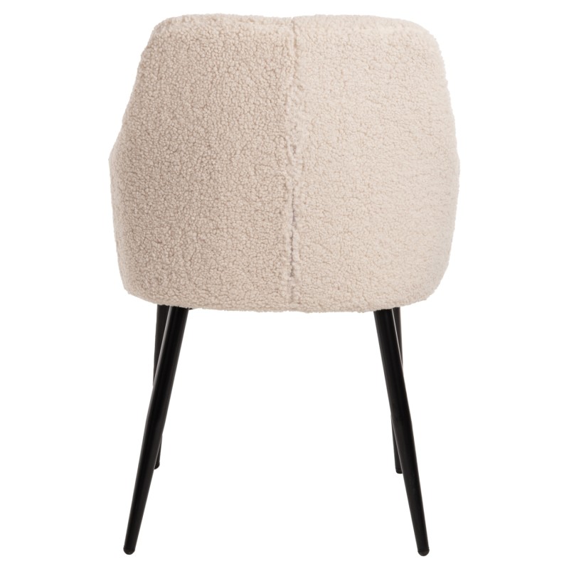 ARMCHAIR SHELLY FK8591.02 TEDDY FABRIC IN WHITE-BLACK METAL LEGS 57x55x87Hcm. ARMCHAIR SHELLY FK8591.02 TEDDY FABRIC IN WHITE-BLACK METAL LEGS 57x55x87Hcm.
