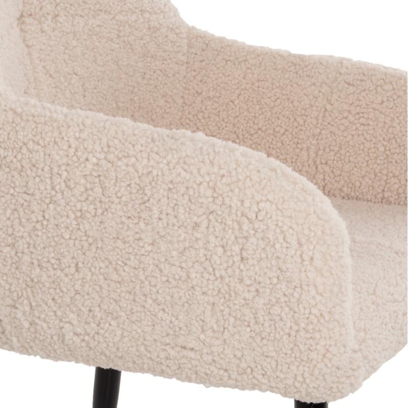 ARMCHAIR SHELLY FK8591.02 TEDDY FABRIC IN WHITE-BLACK METAL LEGS 57x55x87Hcm. ARMCHAIR SHELLY FK8591.02 TEDDY FABRIC IN WHITE-BLACK METAL LEGS 57x55x87Hcm.