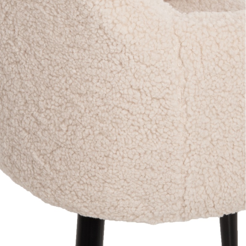 ARMCHAIR SHELLY FK8591.02 TEDDY FABRIC IN WHITE-BLACK METAL LEGS 57x55x87Hcm. ARMCHAIR SHELLY FK8591.02 TEDDY FABRIC IN WHITE-BLACK METAL LEGS 57x55x87Hcm.