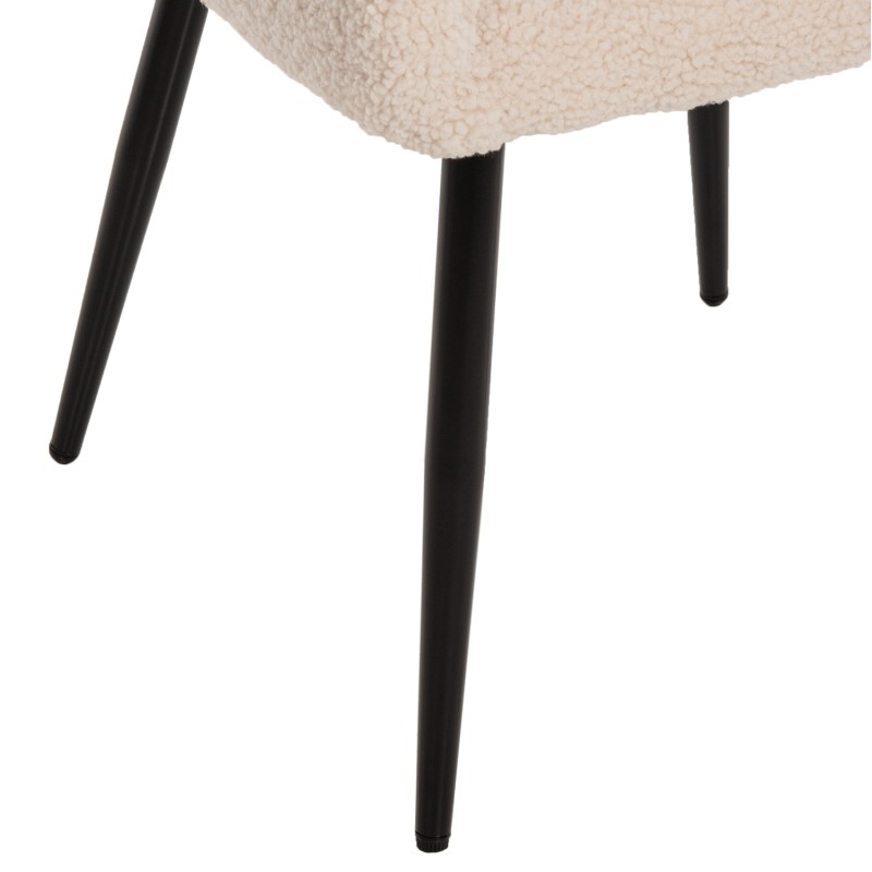 ARMCHAIR SHELLY FK8591.02 TEDDY FABRIC IN WHITE-BLACK METAL LEGS 57x55x87Hcm. ARMCHAIR SHELLY FK8591.02 TEDDY FABRIC IN WHITE-BLACK METAL LEGS 57x55x87Hcm.