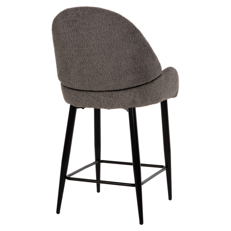 BAR STOOL MEDIUM HEIGHT FK8586.01 GREY BOUCLE FABRIC-BLACK METAL LEGS 55x62x105H cm. BAR STOOL MEDIUM HEIGHT FK8586.01 GREY BOUCLE FABRIC-BLACK METAL LEGS 55x62x105H cm.
