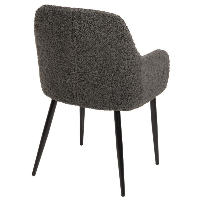 ARMCHAIR SHELLY FK8591.01 TEDDY FABRIC IN GREY-BLACK METAL LEGS 57x55x87Hcm. ARMCHAIR SHELLY FK8591.01 TEDDY FABRIC IN GREY-BLACK METAL LEGS 57x55x87Hcm.