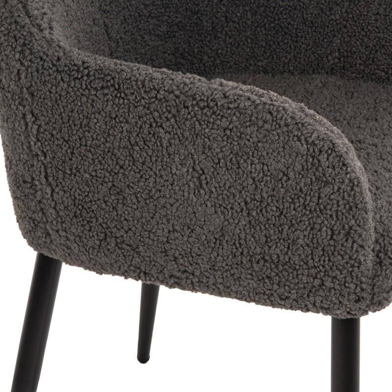 ARMCHAIR SHELLY FK8591.01 TEDDY FABRIC IN GREY-BLACK METAL LEGS 57x55x87Hcm. ARMCHAIR SHELLY FK8591.01 TEDDY FABRIC IN GREY-BLACK METAL LEGS 57x55x87Hcm.
