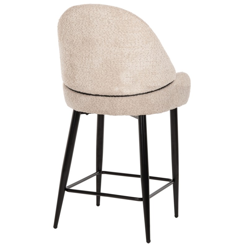 BAR STOOL MEDIUM HEIGHT FK8586.02 ECRU BOUCLE FABRIC-BLACK METAL LEGS 55x62x105H cm. BAR STOOL MEDIUM HEIGHT FK8586.02 ECRU BOUCLE FABRIC-BLACK METAL LEGS 55x62x105H cm.