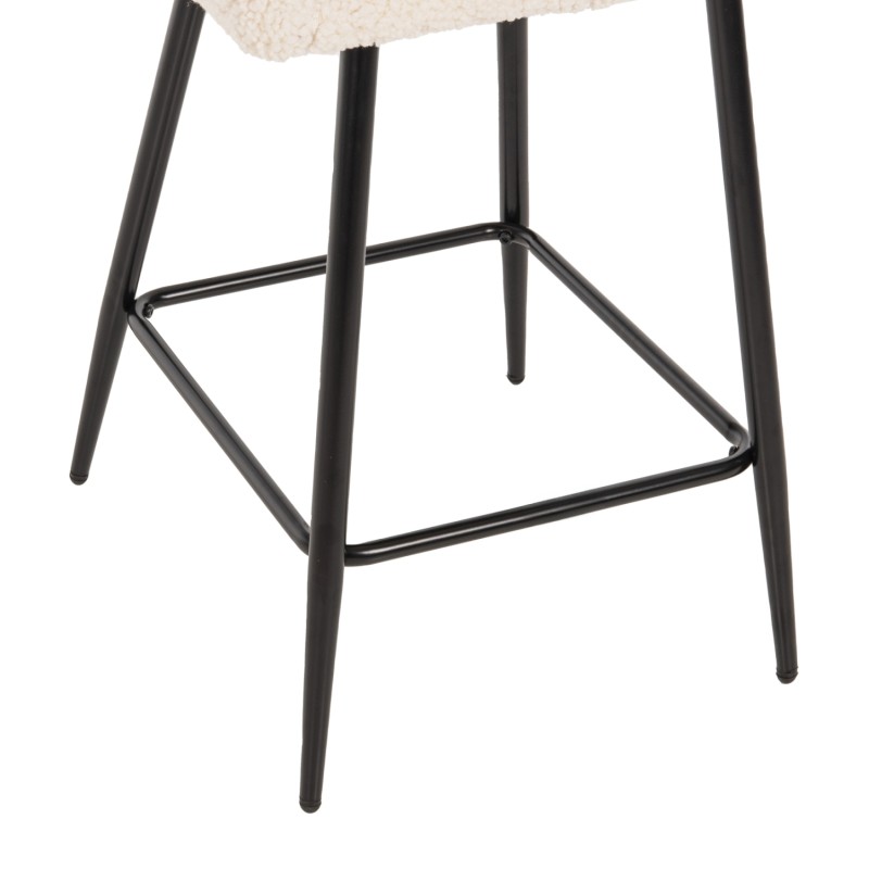 BAR STOOL MEDIUM HEIGHT STRIKE FK8592.02 WHITE TEDDY FABRIC-BLACK METAL LEGS 50x50x94,5Hcm. BAR STOOL MEDIUM HEIGHT STRIKE FK8592.02 WHITE TEDDY FABRIC-BLACK METAL LEGS 50x50x94,5Hcm.