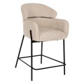 BAR STOOL MEDIUM HEIGHT WOLF FK8584.02 ECRU BOUCLE FABRIC-BLACK METAL LEGS 56x57x98Hcm. BAR STOOL MEDIUM HEIGHT WOLF FK8584.02 ECRU BOUCLE FABRIC-BLACK METAL LEGS 56x57x98Hcm.