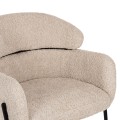BAR STOOL MEDIUM HEIGHT WOLF FK8584.02 ECRU BOUCLE FABRIC-BLACK METAL LEGS 56x57x98Hcm. BAR STOOL MEDIUM HEIGHT WOLF FK8584.02 ECRU BOUCLE FABRIC-BLACK METAL LEGS 56x57x98Hcm.
